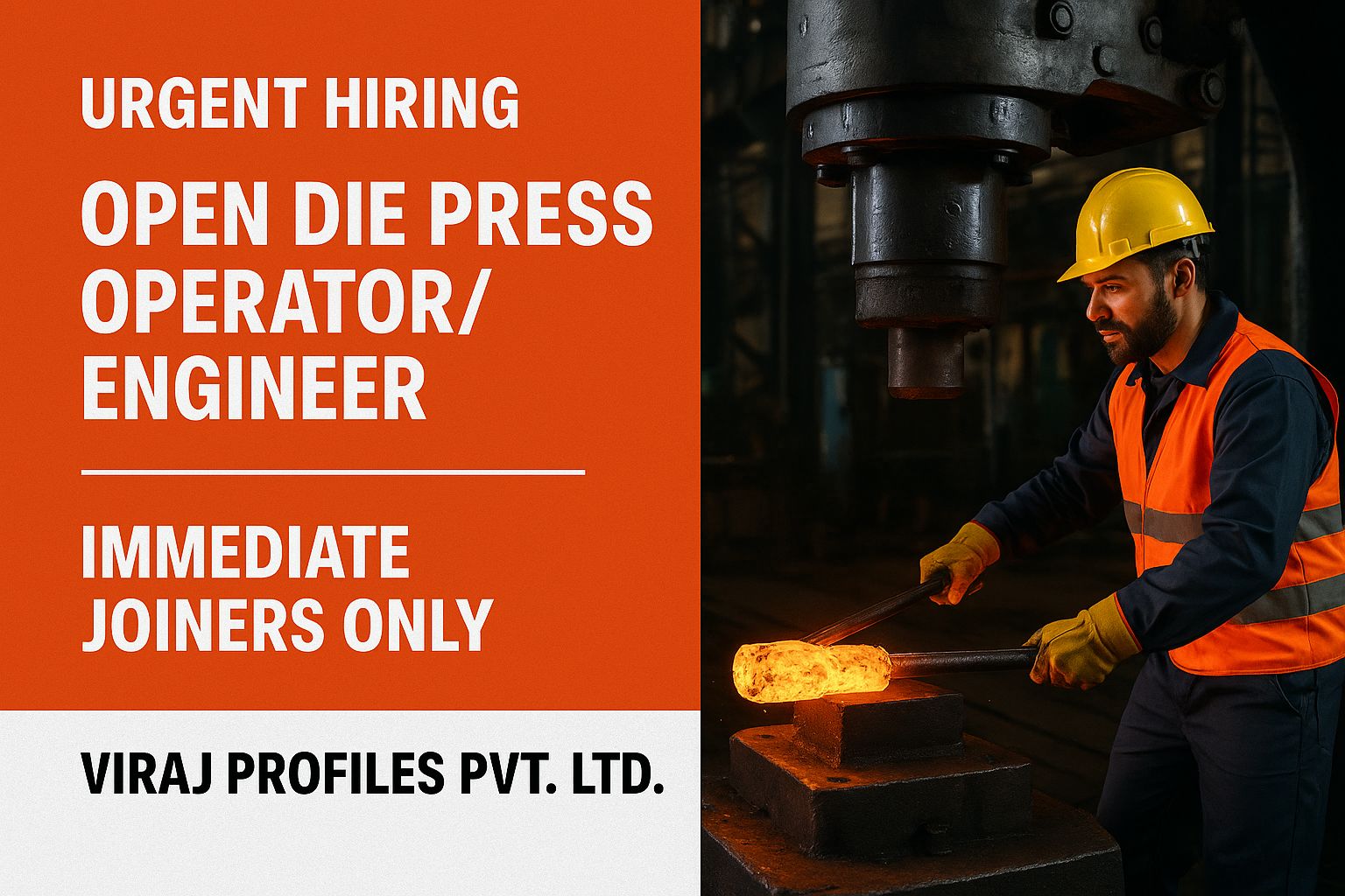 Odishajobs: Open Die Press Operator/Engineer at Viraj Profiles Pvt Ltd – Immediate Joiners Only Odishajobs: Open Die Press Operator/Engineer at Viraj Profiles Pvt Ltd – Immediate Joiners Only